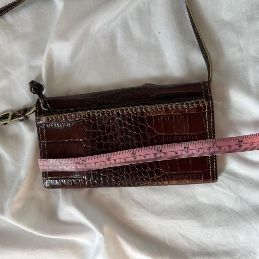 Brighton Vintage Boho‎ Western Leather Crossbody Mini Wallet Bag with Flower - Picture 7 of 8